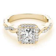 18K Yellow Gold 1/2 ct tw Halo Diamond Engagement Ring