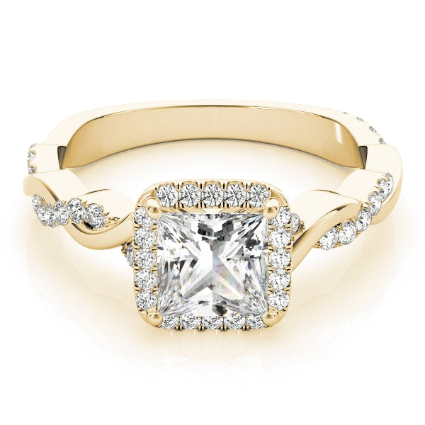 18K Yellow Gold 1/2 ct tw Halo Diamond Engagement Ring