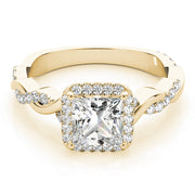 14K Yellow Gold 1/2 ct tw Halo Diamond Engagement Ring