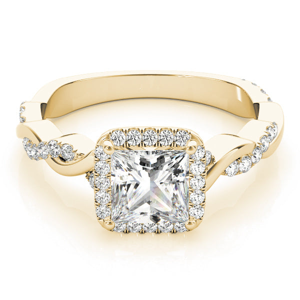 14K Yellow Gold 1/2 ct tw Halo Diamond Engagement Ring