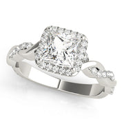 18K White Gold 1/2 ct tw Halo Diamond Engagement Ring