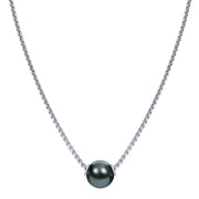 Sterling Silver Tahitian Pearl Solitaire Necklace