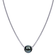 Sterling Silver Tahitian Pearl Solitaire Necklace