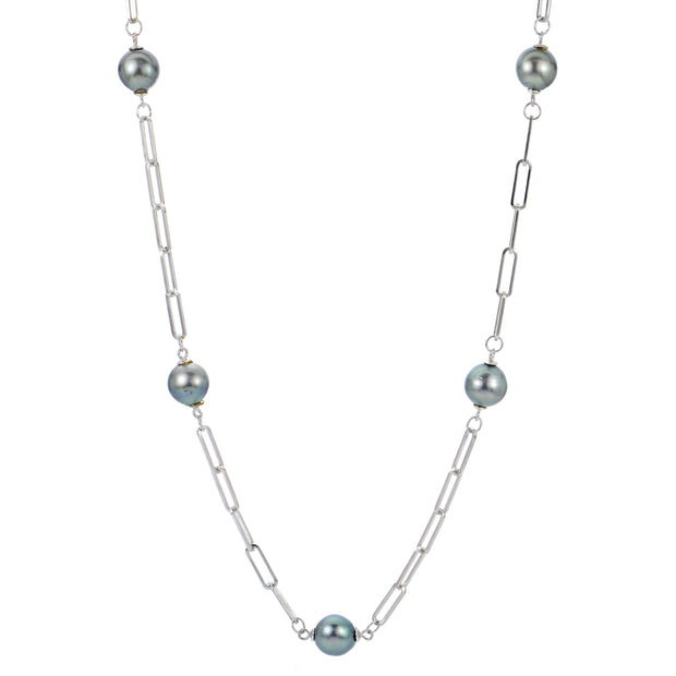 Sterling Silver Tahitian Pearl Necklace