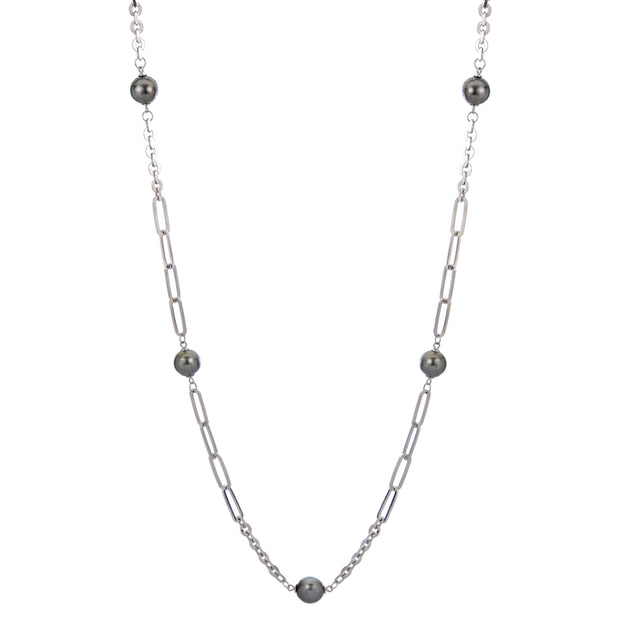 Sterling Silver Tahitian Pearl Necklace