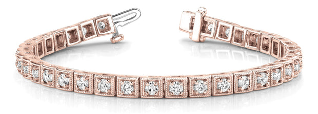 18K Rose Gold 1 5/8 ct tw Vintage Diamond Bracelet