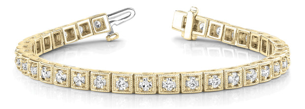 14K Yellow Gold 1 5/8 ct tw Vintage Diamond Bracelet