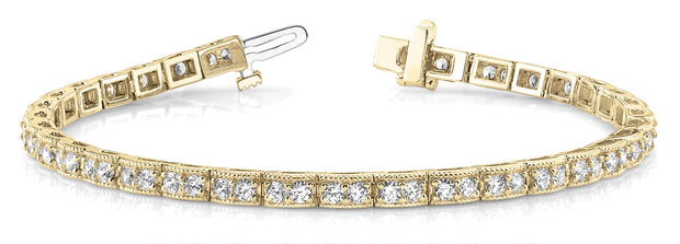 14K Yellow Gold 2 ct tw Vintage Diamond Bracelet