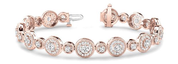 14K Rose Gold 4 1/2 ct tw Vintage Diamond Bracelet
