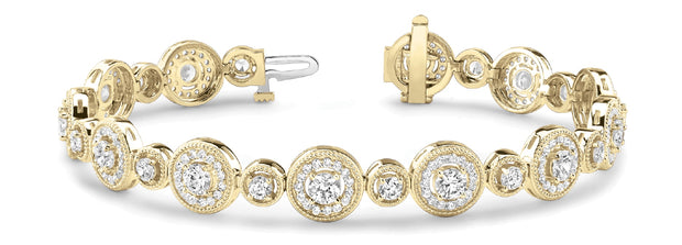 14K Yellow Gold 4 1/2 ct tw Vintage Diamond Bracelet