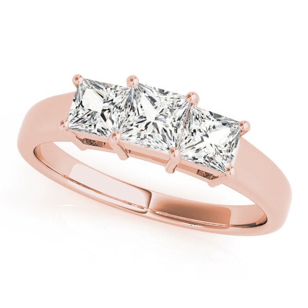 14K Rose Gold 1 1/8 ct tw Three Stone Diamond Engagement Ring