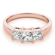 18K Rose Gold 1 1/8 ct tw Three Stone Diamond Engagement Ring