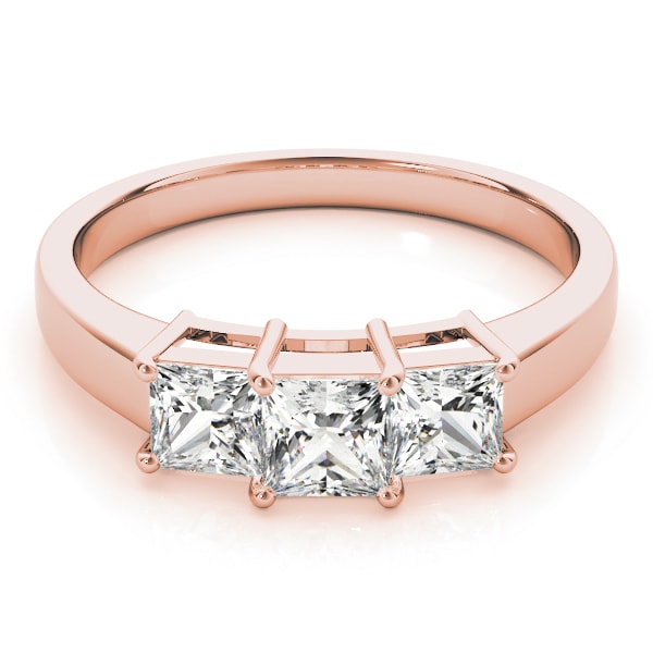 18K Rose Gold 1 1/8 ct tw Three Stone Diamond Engagement Ring