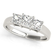 14K White Gold 1 1/8 ct tw Three Stone Diamond Engagement Ring