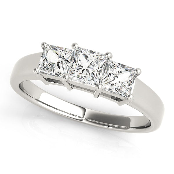 14K White Gold 1 1/8 ct tw Three Stone Diamond Engagement Ring
