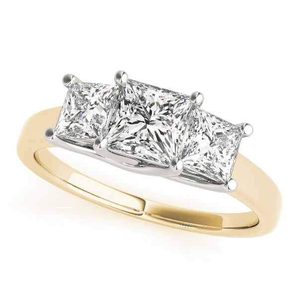 18K Yellow Gold 1 1/2 ct tw Three Stone Diamond Engagement Ring