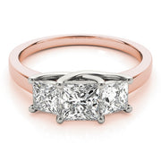 18K Rose Gold 1 1/2 ct tw Three Stone Diamond Engagement Ring