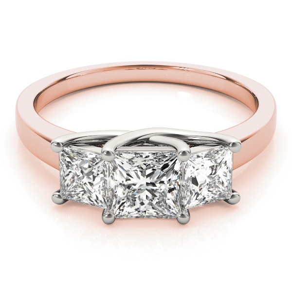 18K Rose Gold 1 1/2 ct tw Three Stone Diamond Engagement Ring