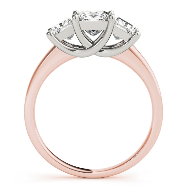 14K Rose Gold 1 1/2 ct tw Three Stone Diamond Engagement Ring