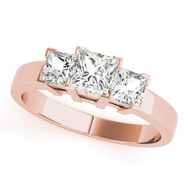 14K Rose Gold 1 1/4 ct tw Three Stone Diamond Engagement Ring
