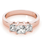 18K Rose Gold 1 1/4 ct tw Three Stone Diamond Engagement Ring