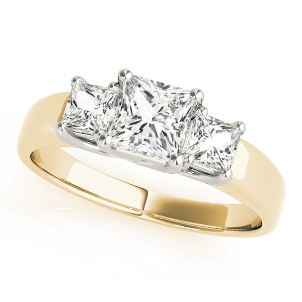 14K Yellow Gold 3/4 ct tw Three Stone Diamond Engagement Ring
