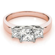 14K Rose Gold 3/4 ct tw Three Stone Diamond Engagement Ring