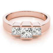 18K Rose Gold 1 1/8 ct tw Three Stone Diamond Engagement Ring