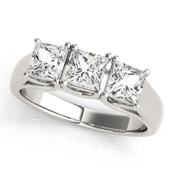 14K White Gold 1/2 ct tw Three Stone Diamond Engagement Ring