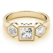18K Yellow Gold 1 ct tw Three Stone Diamond Engagement Ring