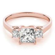 18K Rose Gold 1 ct tw Three Stone Diamond Engagement Ring