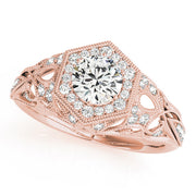 18K Rose Gold 1 1/3 ct tw Halo Diamond Engagement Ring