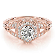 14K Rose Gold 1 1/3 ct tw Halo Diamond Engagement Ring