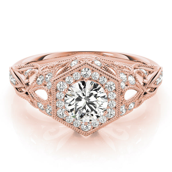 14K Rose Gold 1 1/3 ct tw Halo Diamond Engagement Ring