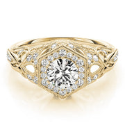 14K Yellow Gold 1 1/3 ct tw Halo Diamond Engagement Ring