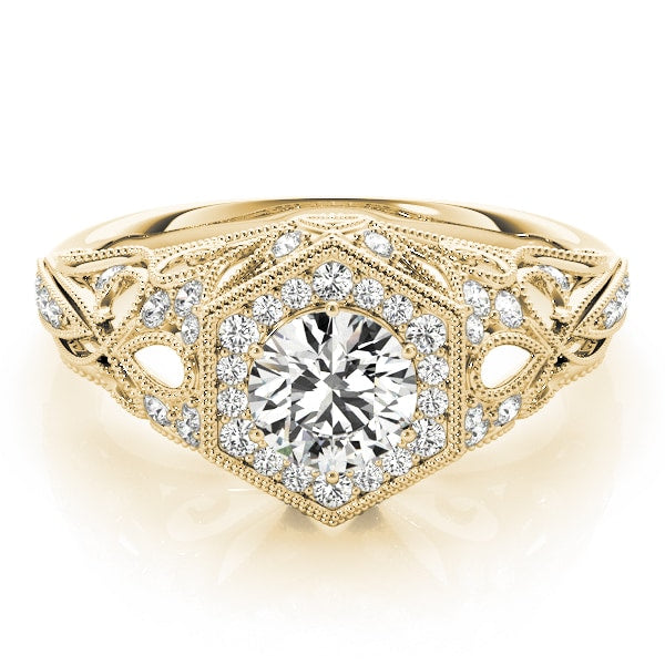 14K Yellow Gold 1 1/3 ct tw Halo Diamond Engagement Ring
