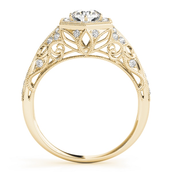 18K Yellow Gold 1 1/3 ct tw Halo Diamond Engagement Ring