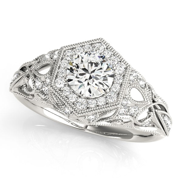 18K White Gold 1 1/3 ct tw Halo Diamond Engagement Ring