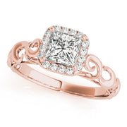 14K Rose Gold 1/3 ct tw Halo Diamond Engagement Ring
