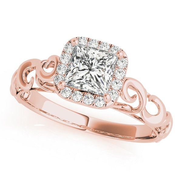 14K Rose Gold 1/3 ct tw Halo Diamond Engagement Ring