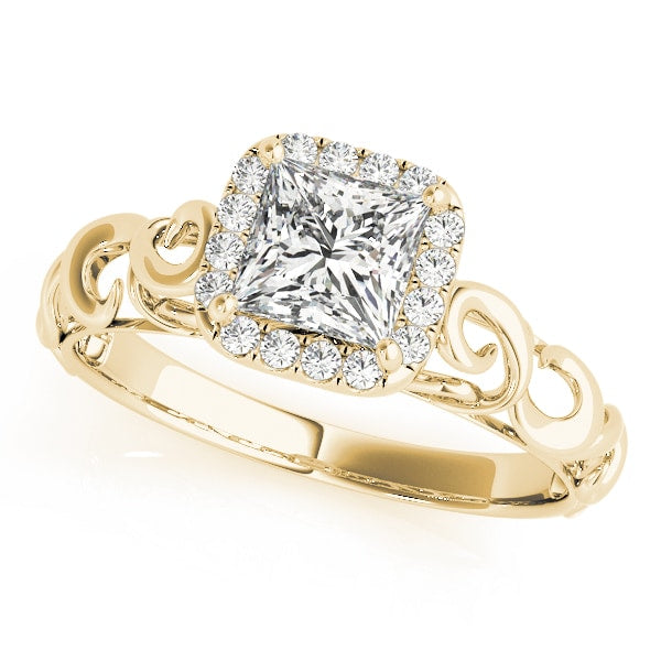 18K Yellow Gold 1/3 ct tw Halo Diamond Engagement Ring