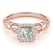 14K Rose Gold 1/3 ct tw Halo Diamond Engagement Ring