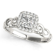 14K White Gold 1/3 ct tw Halo Diamond Engagement Ring