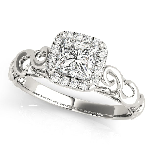 14K White Gold 1/3 ct tw Halo Diamond Engagement Ring
