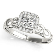 14K White Gold 1/3 ct tw Halo Diamond Engagement Ring
