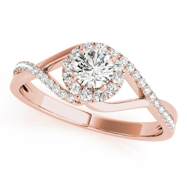 14K Rose Gold 1 1/4 ct tw Halo Diamond Engagement Ring