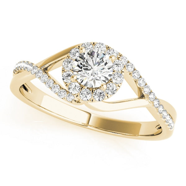 14K Yellow Gold 1 1/4 ct tw Halo Diamond Engagement Ring