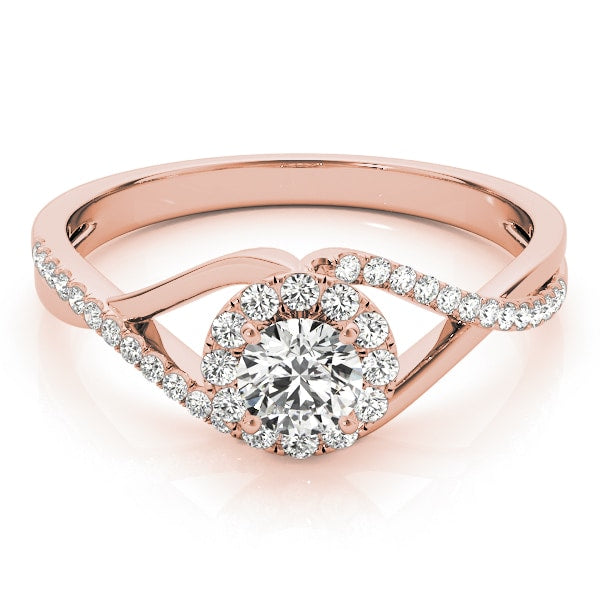 18K Rose Gold 1 1/4 ct tw Halo Diamond Engagement Ring