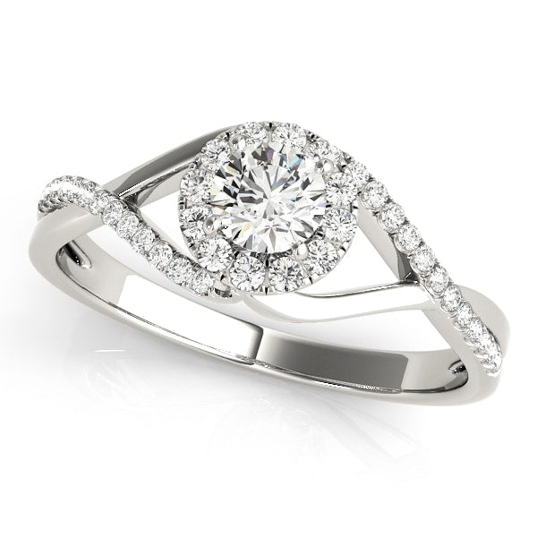 14K White Gold 1 1/4 ct tw Halo Diamond Engagement Ring