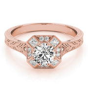 18K Rose Gold 1 1/4 ct tw Halo Diamond Engagement Ring